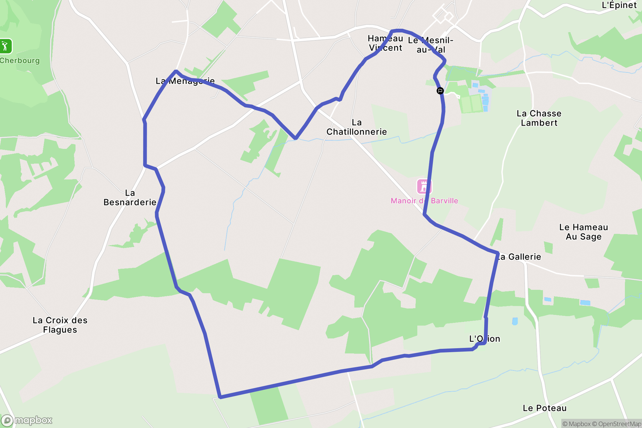 Le Mesnil-au-Val : carte du parcours de randonnée - France