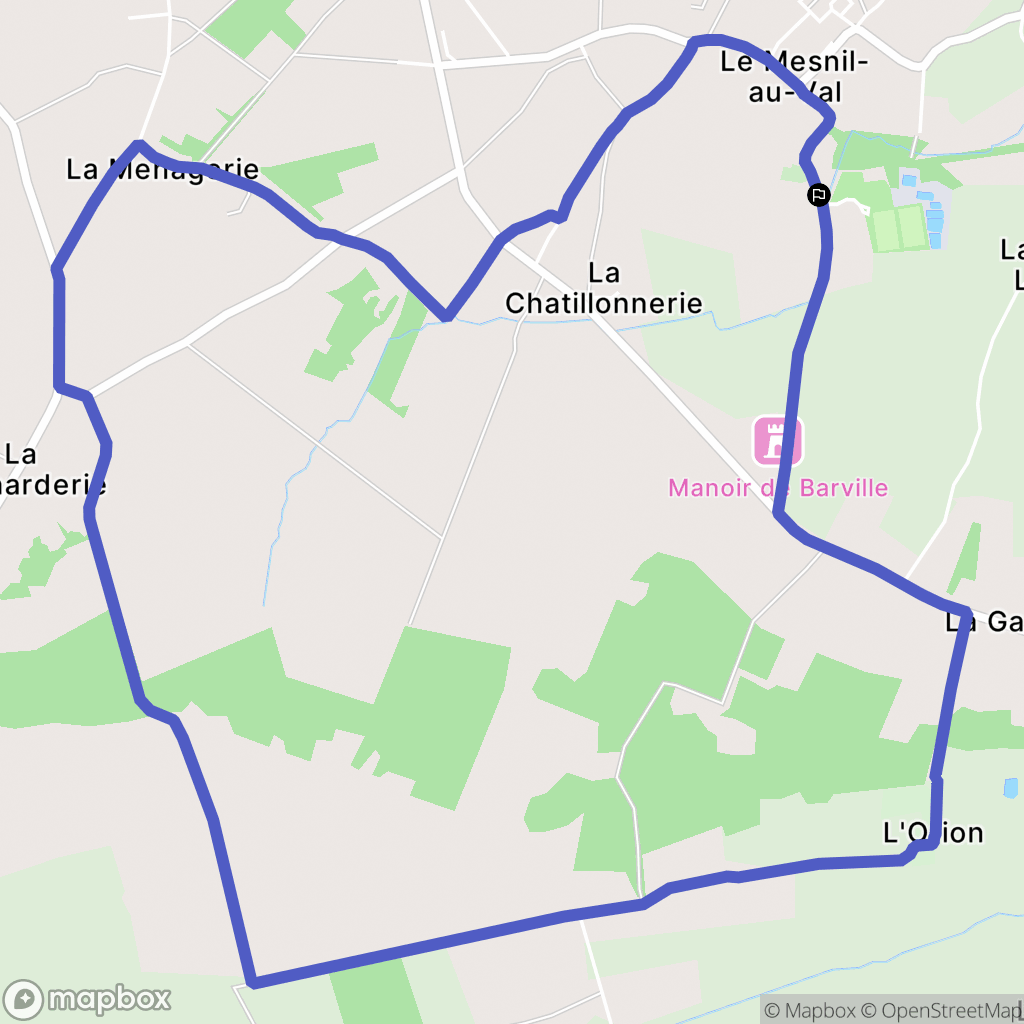 Le Mesnil-au-Val : carte du parcours de randonnée - France