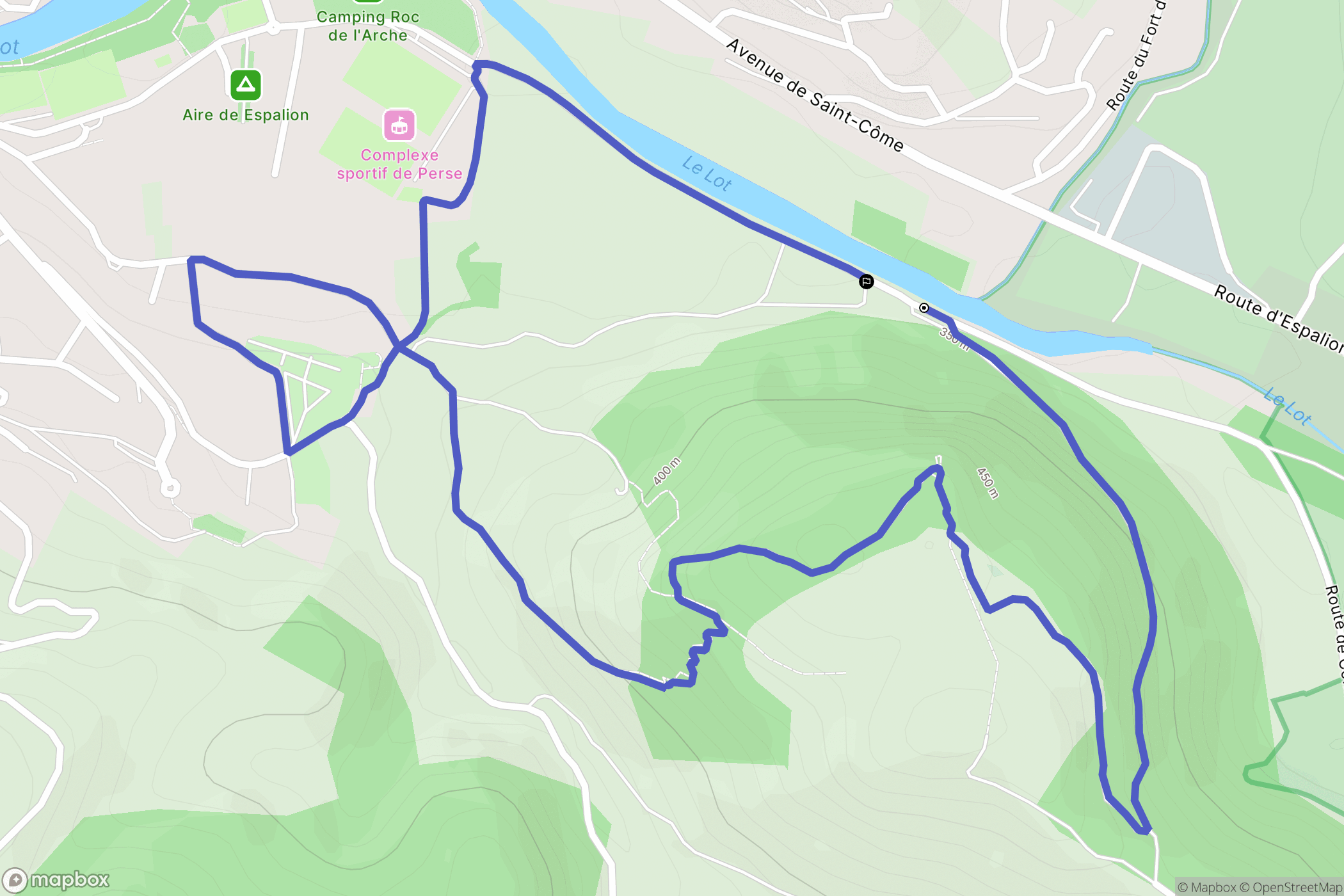 Espalion : carte du parcours de randonnée - France