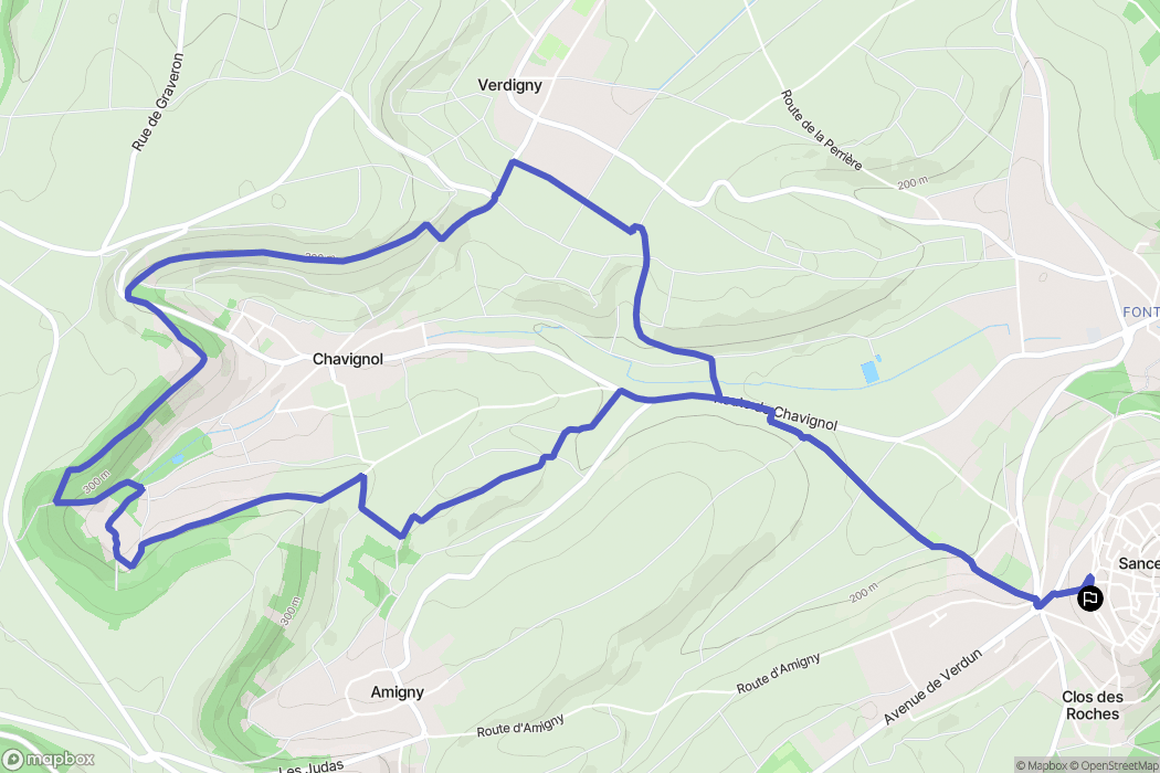 Sancerre : carte du parcours de randonnée - France