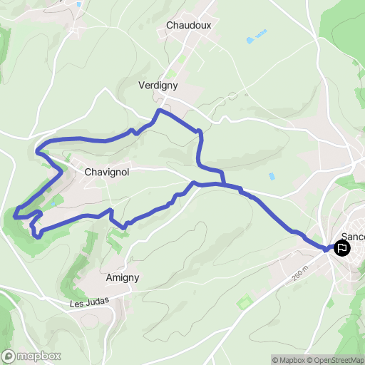Sancerre : carte du parcours de randonnée - France