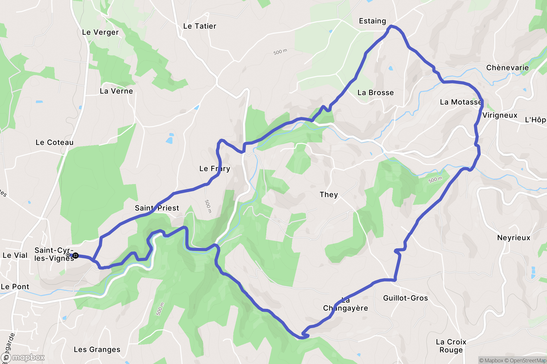 Saint-Cyr-les-Vignes : carte du parcours de randonnée - France