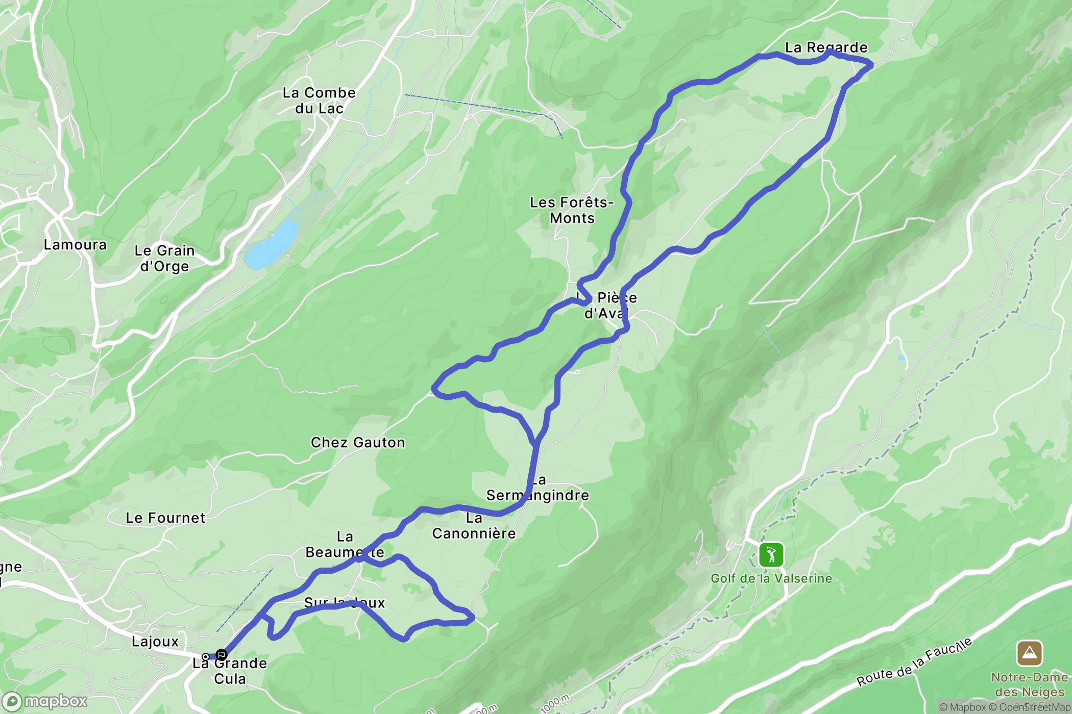 Lajoux : carte du parcours de randonnée - France