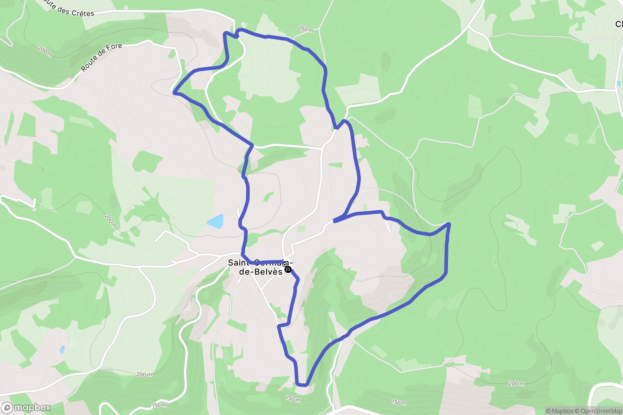 Saint-Germain-de-Belvès : carte du parcours de randonnée - France