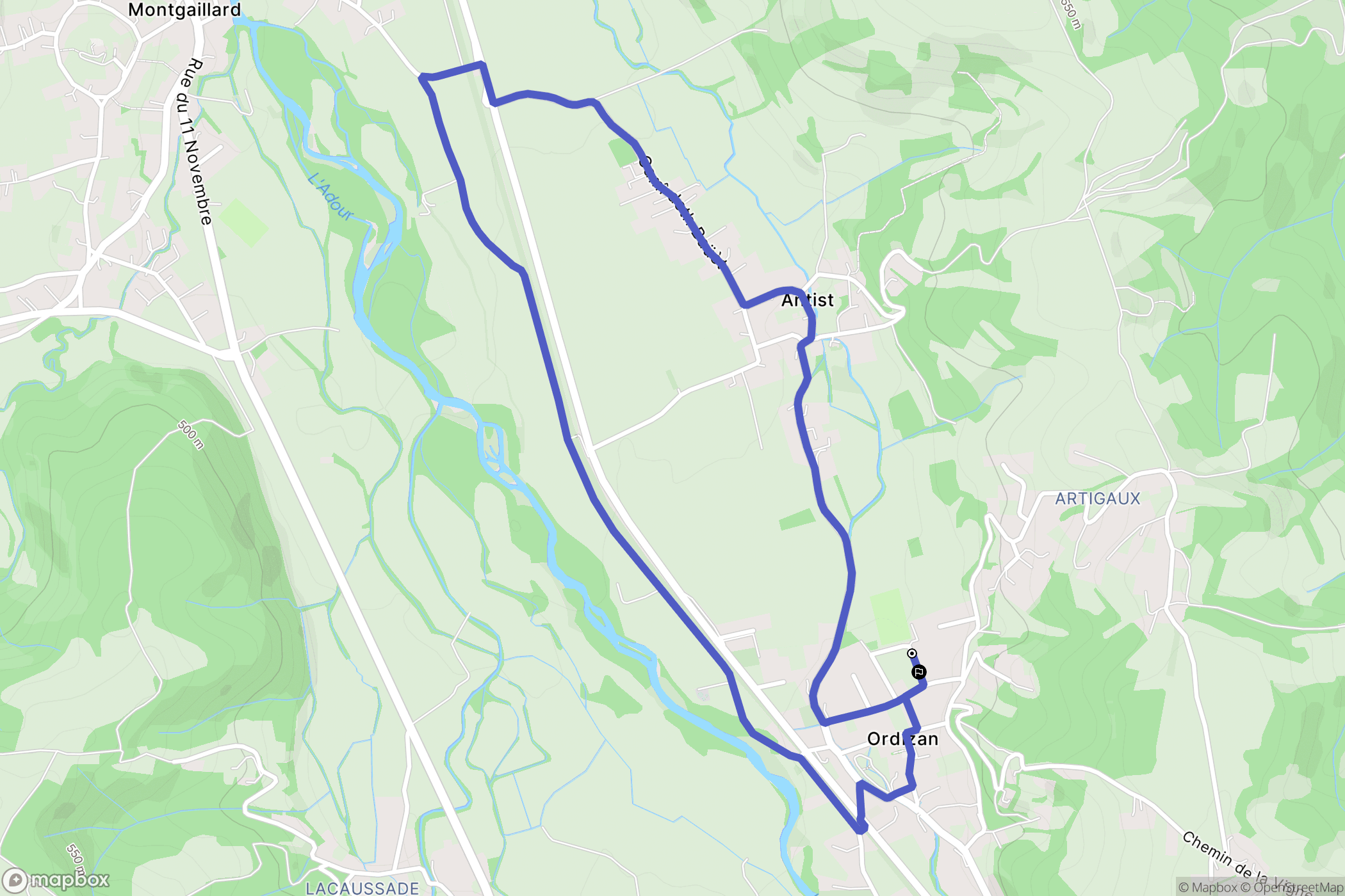 Ordizan : carte du parcours de randonnée - France