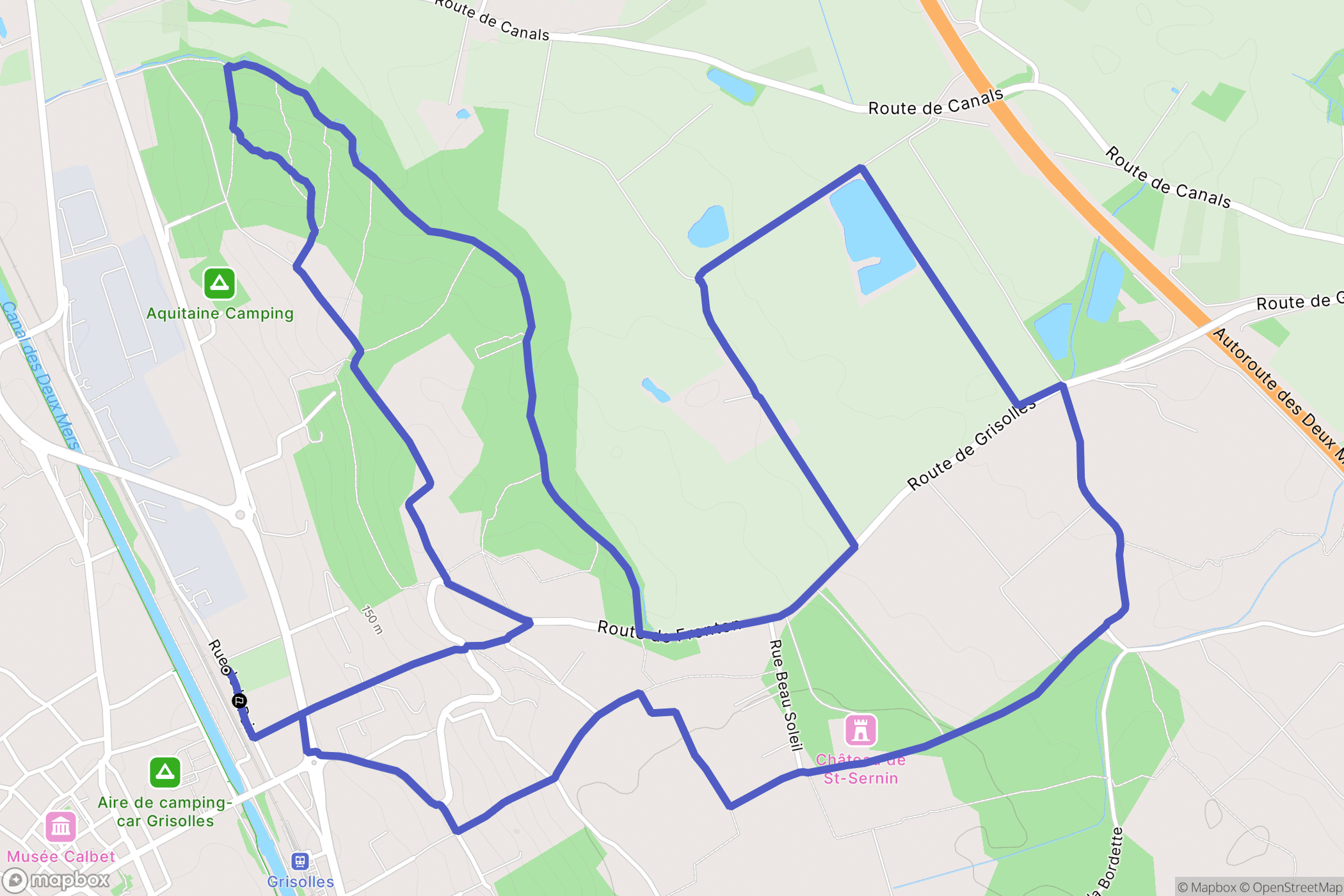 Grisolles : carte du parcours de randonnée - France