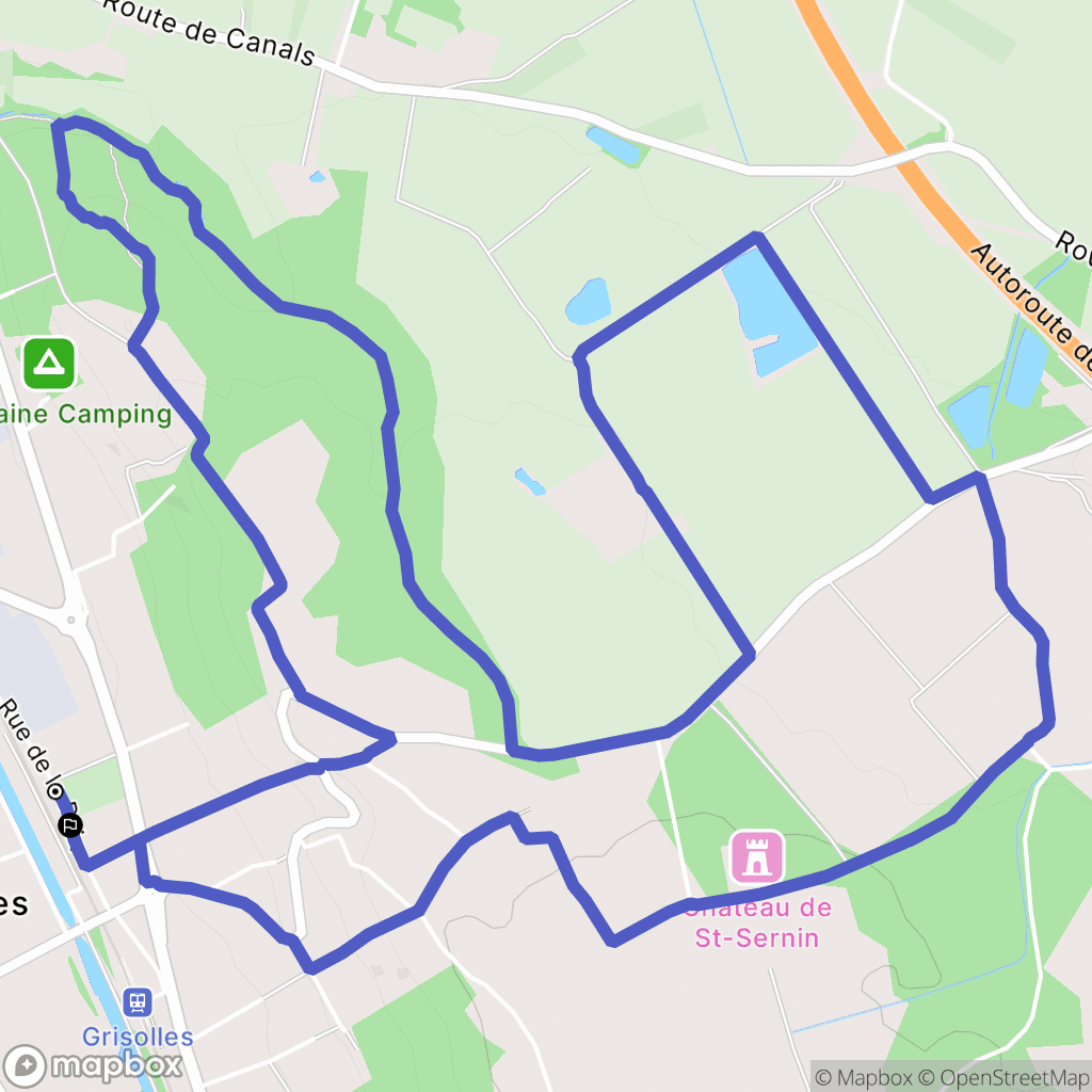 Grisolles : carte du parcours de randonnée - France