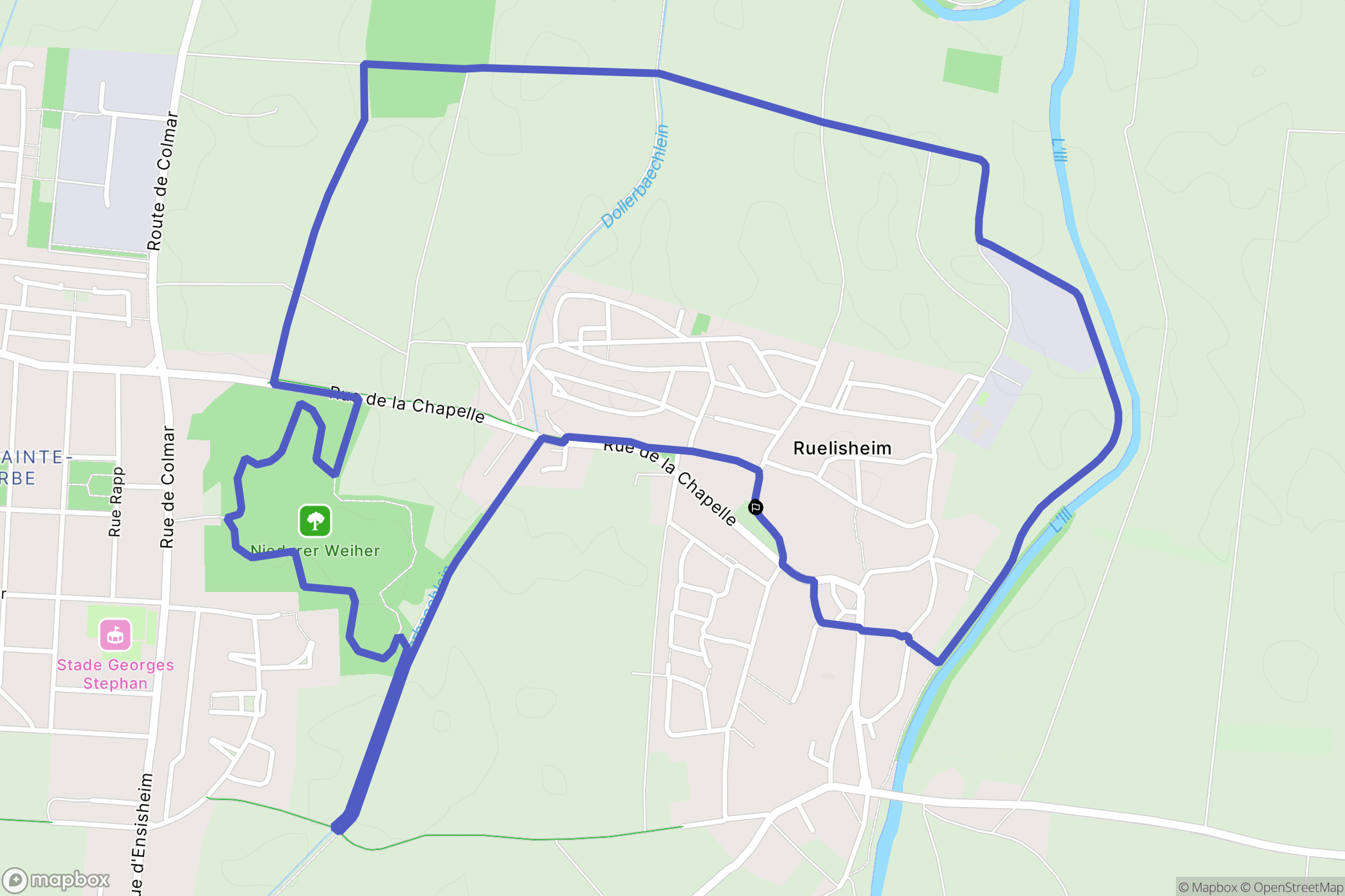 Ruelisheim : carte du parcours de randonnée - France