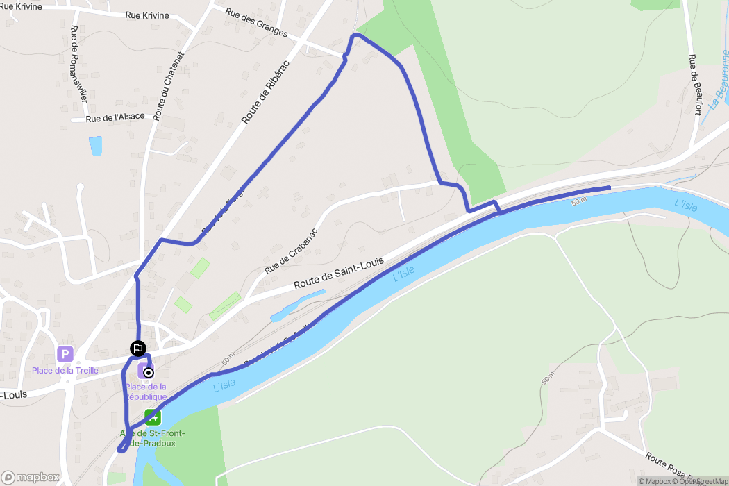 Saint-Front-de-Pradoux : carte du parcours de randonnée - France