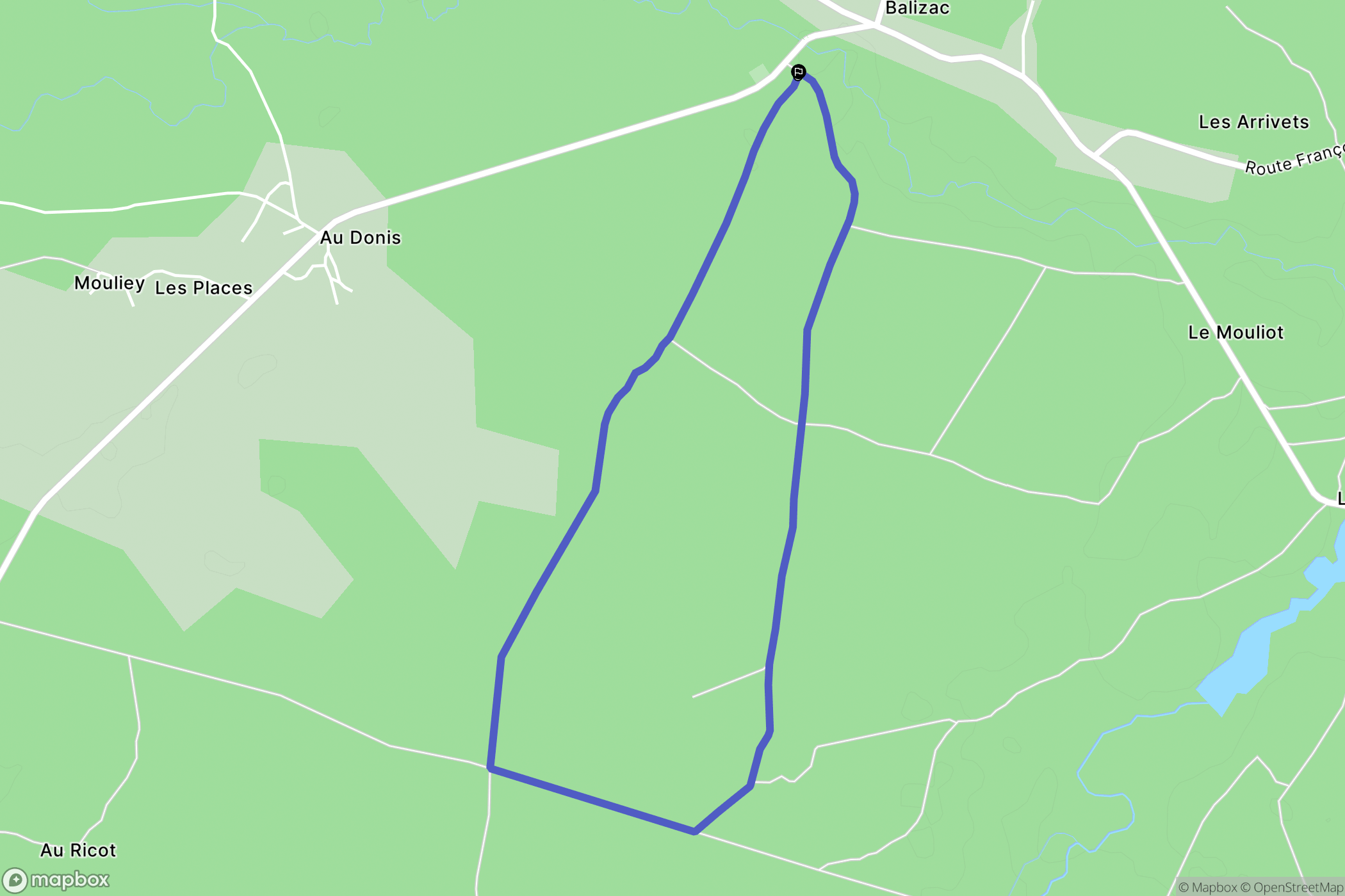 Balizac : carte du parcours de randonnée - France