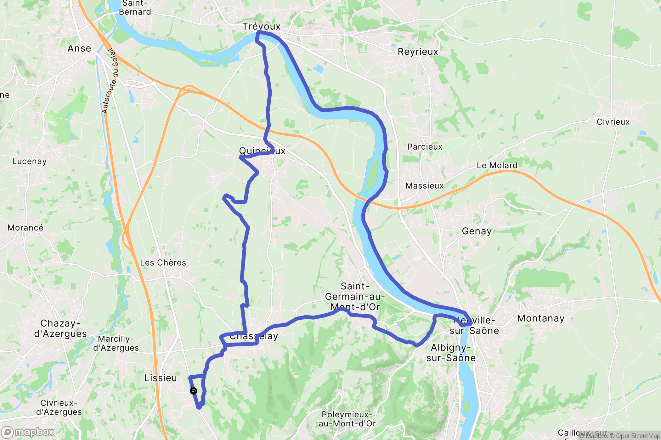 Lissieu : carte du parcours de randonnée - France
