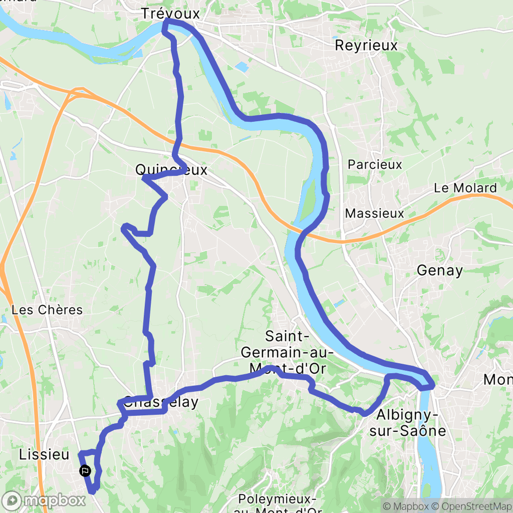Lissieu : carte du parcours de randonnée - France