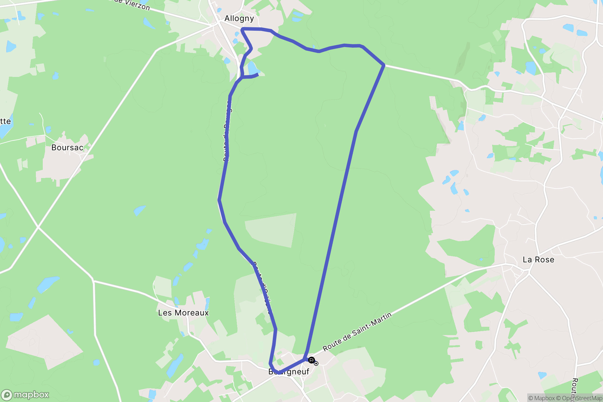 Saint-Éloy-de-Gy : carte du parcours de randonnée - France