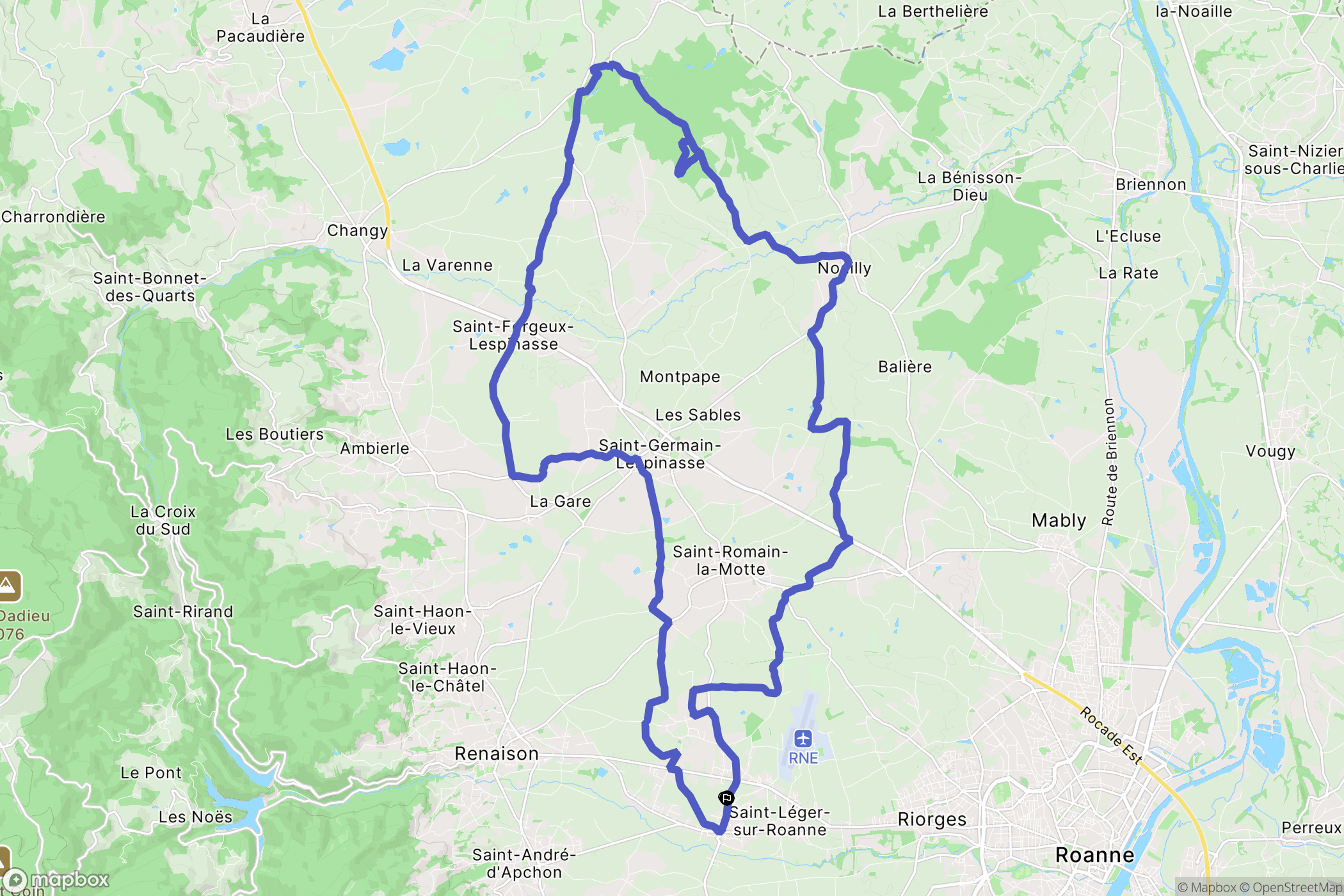 Pouilly-les-Nonains : carte du parcours de randonnée - France