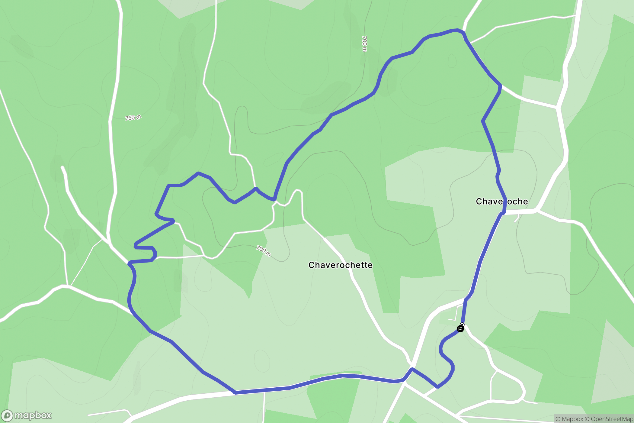 Chaveroche : carte du parcours de randonnée - France
