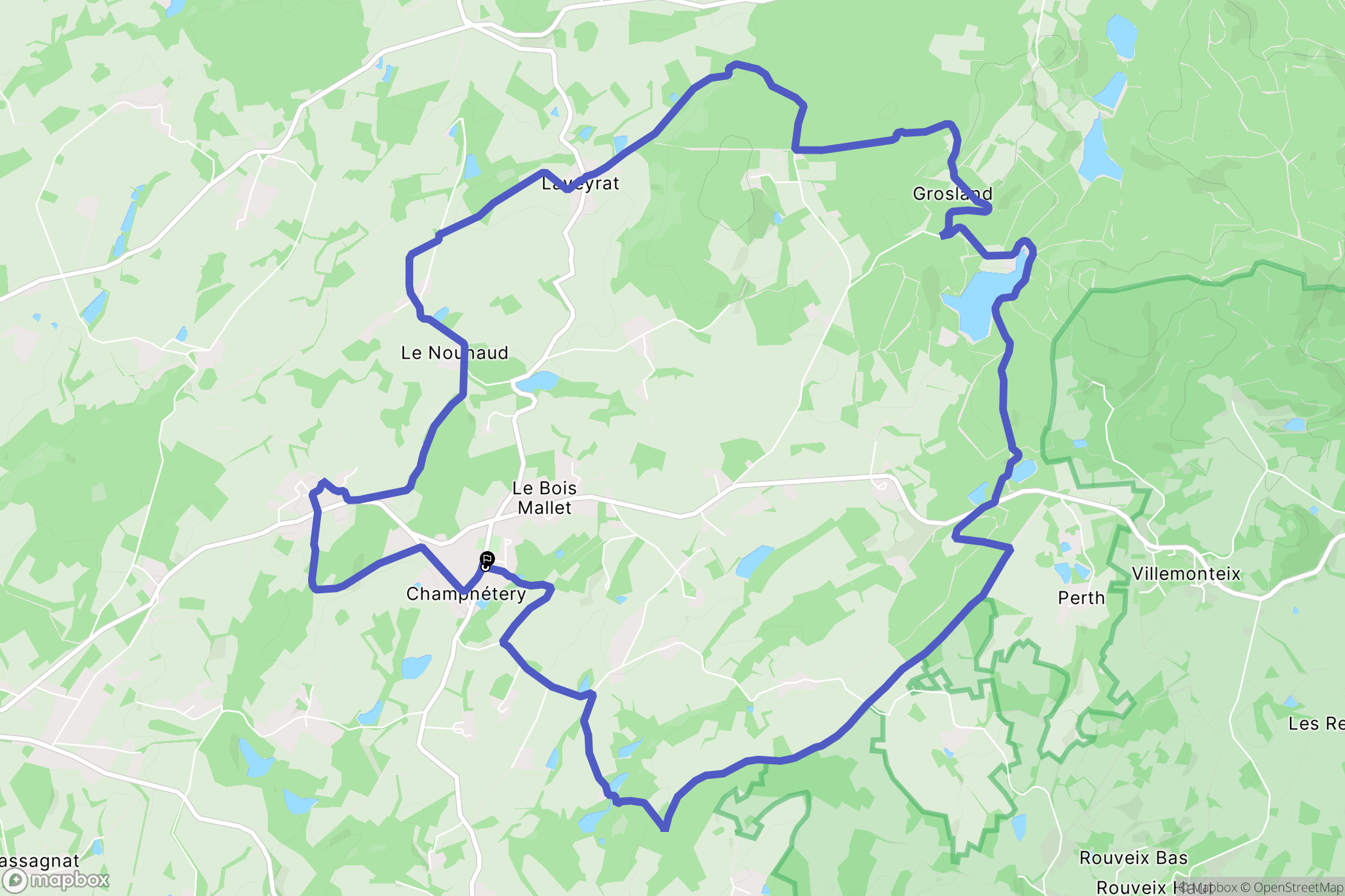Champnétery : carte du parcours de randonnée - France