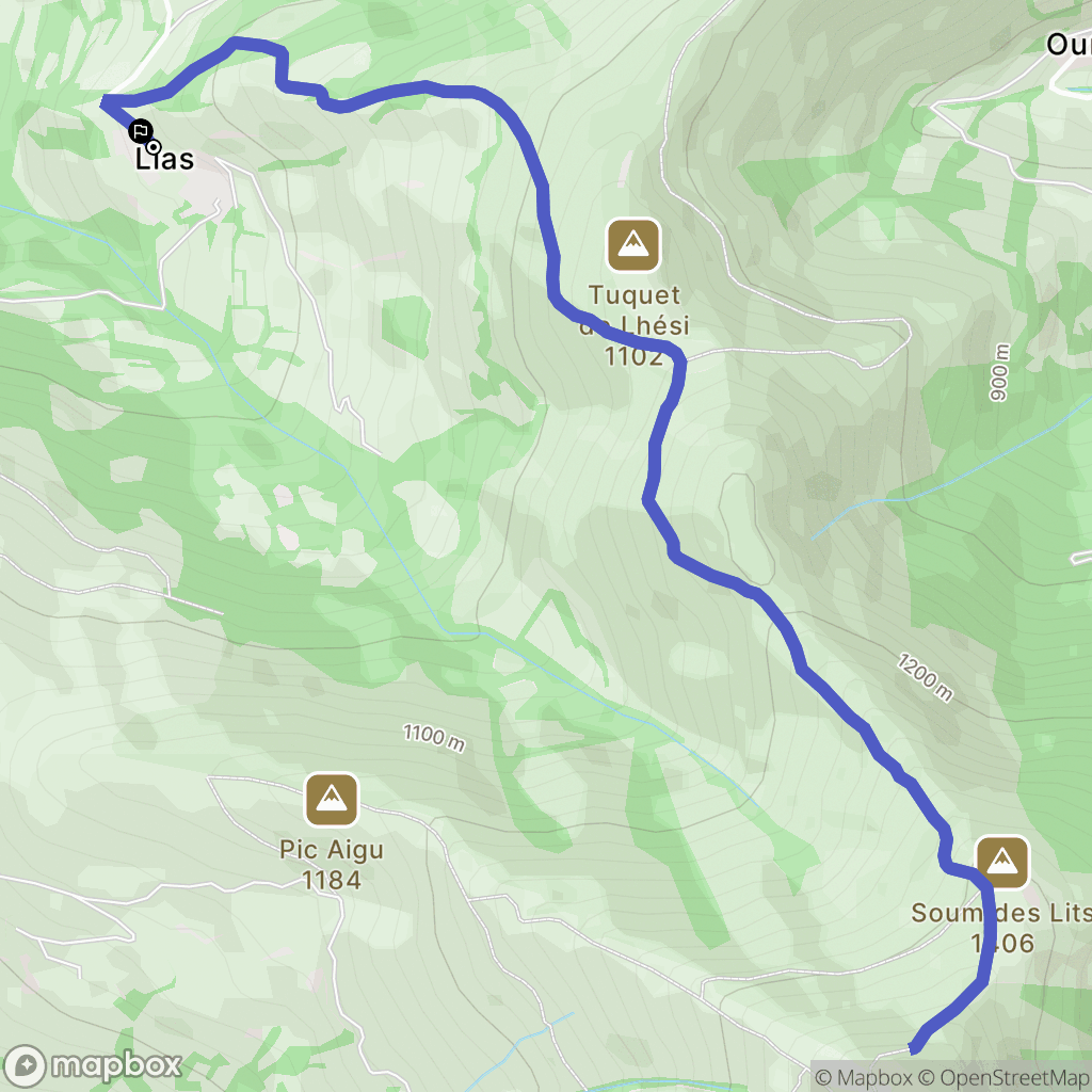 Berbérust-Lias : carte du parcours de randonnée - France