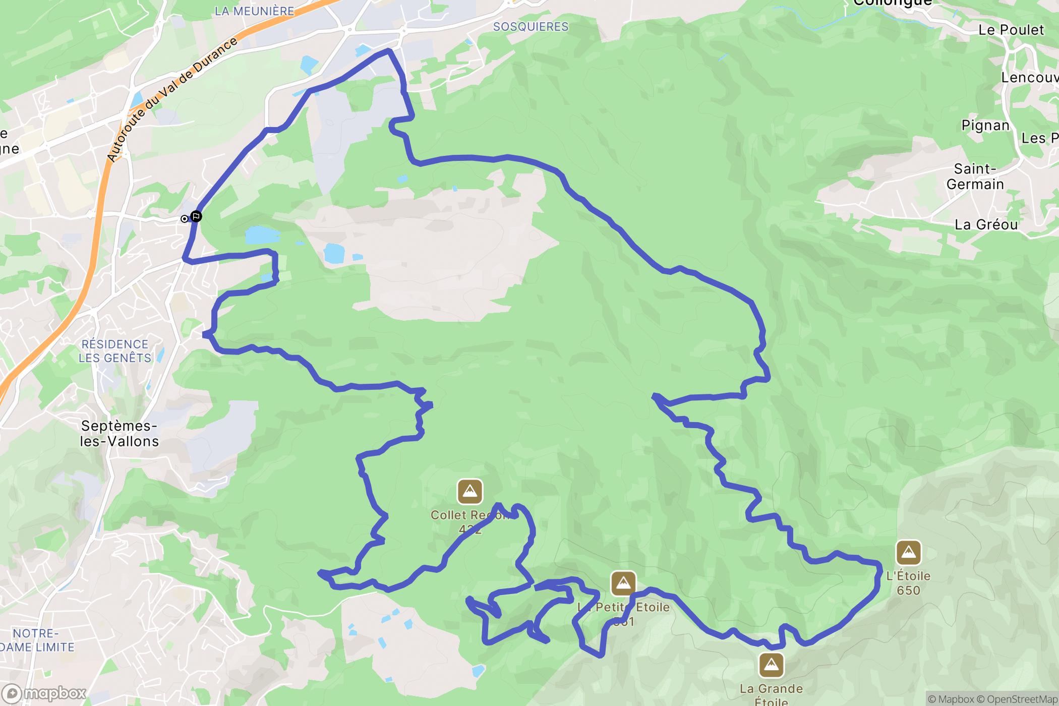Les Pennes-Mirabeau : carte du parcours de randonnée - France