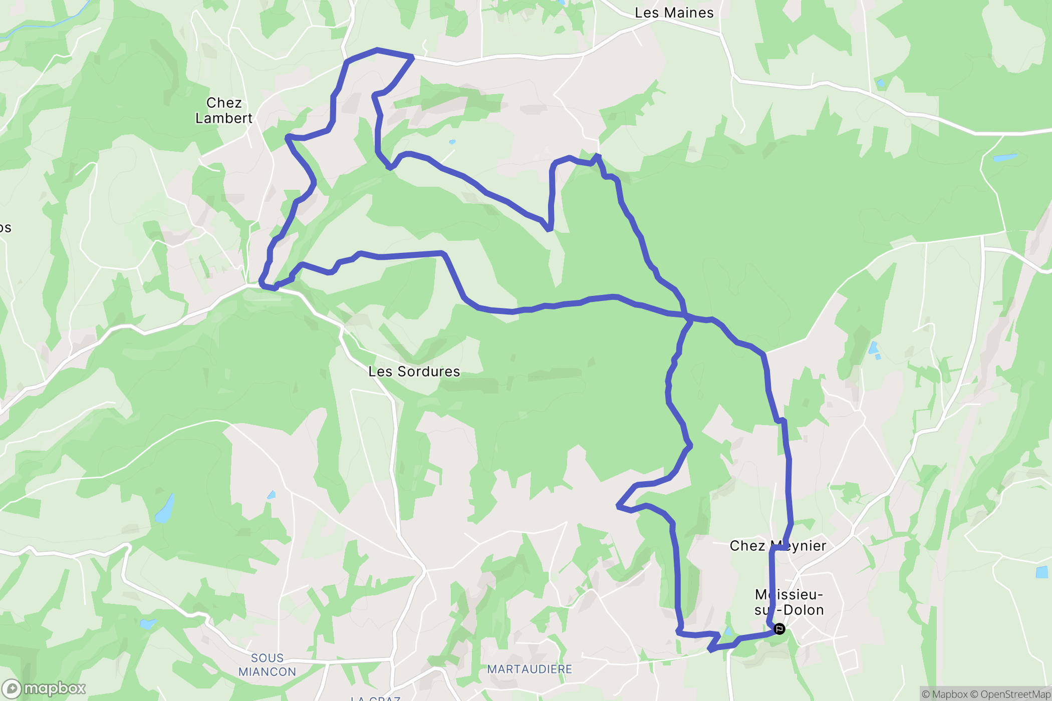 Moissieu-sur-Dolon : carte du parcours de randonnée - France