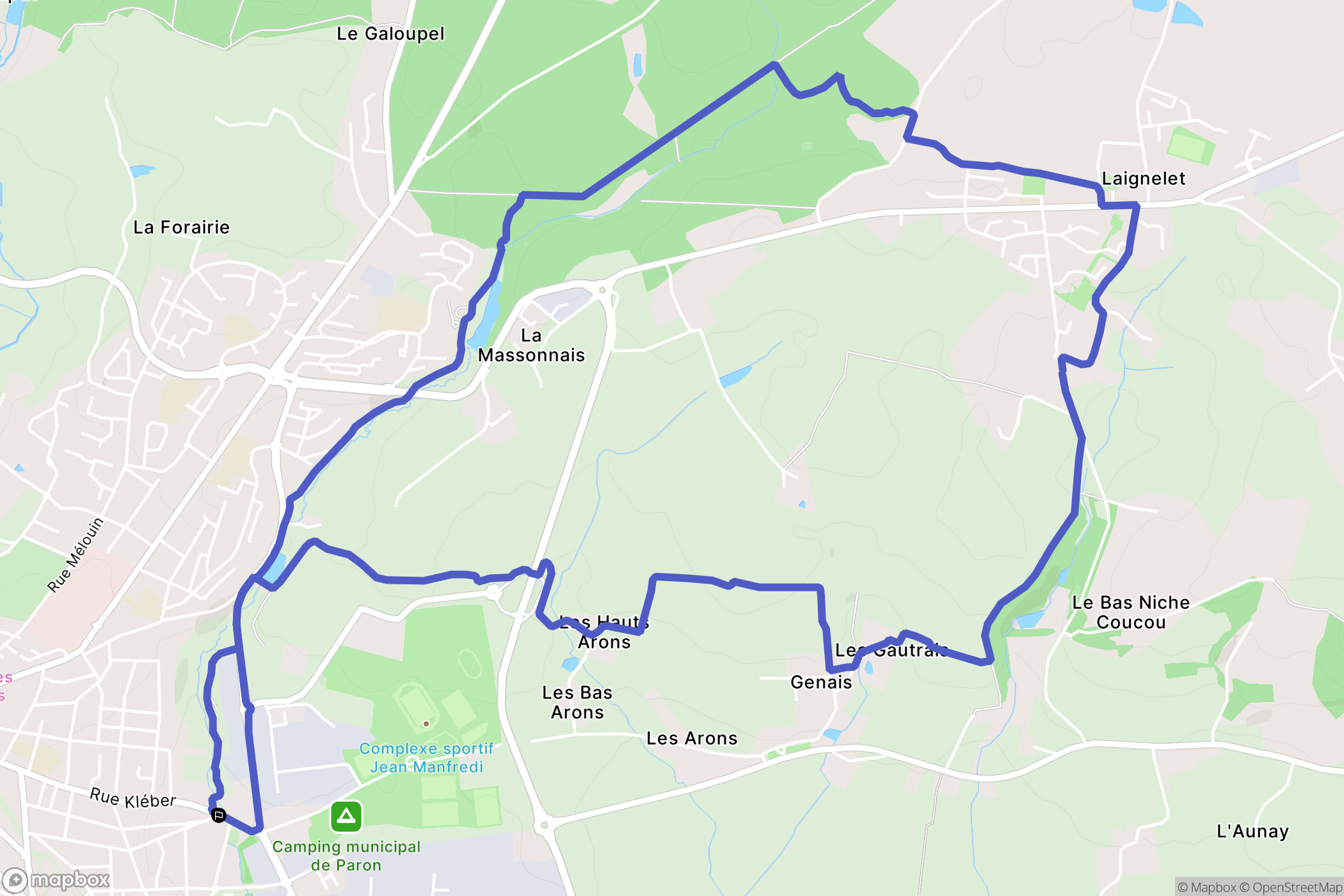 Fougères : carte du parcours de randonnée - France