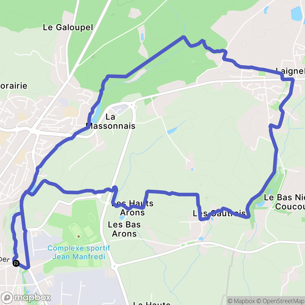 Fougères : carte du parcours de randonnée - France