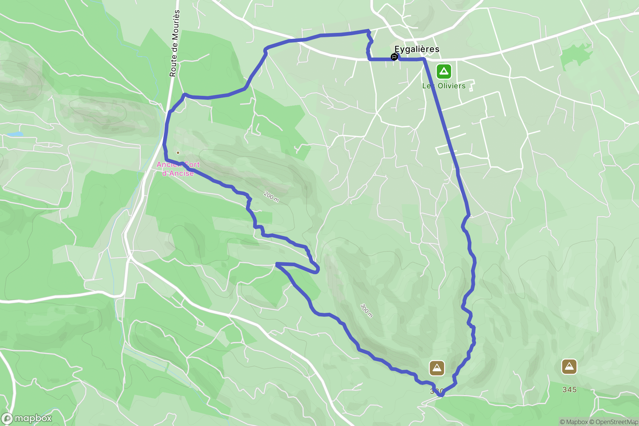 Eygalières : carte du parcours de randonnée - France
