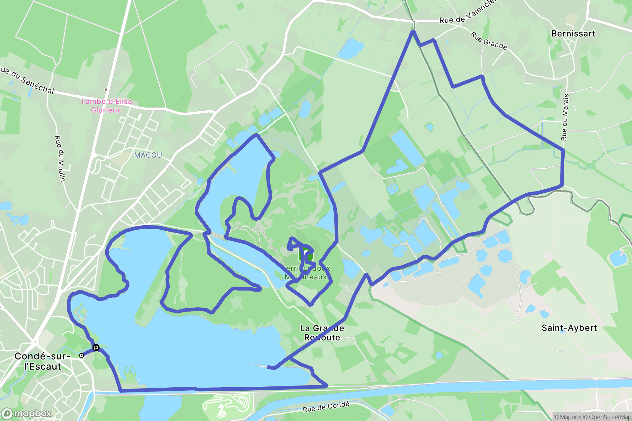 Condé-sur-l'Escaut : carte du parcours de randonnée - France