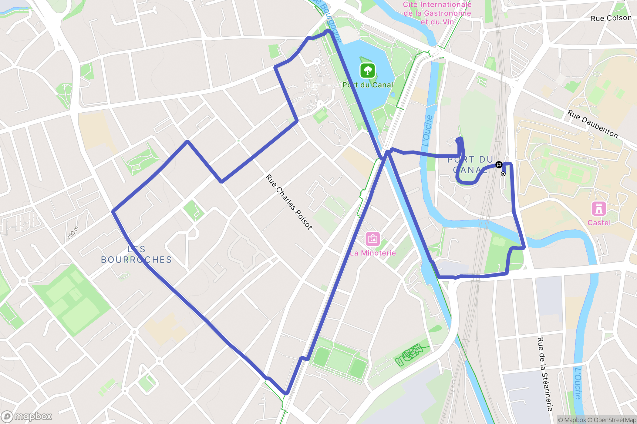 Dijon : carte du parcours de randonnée - France