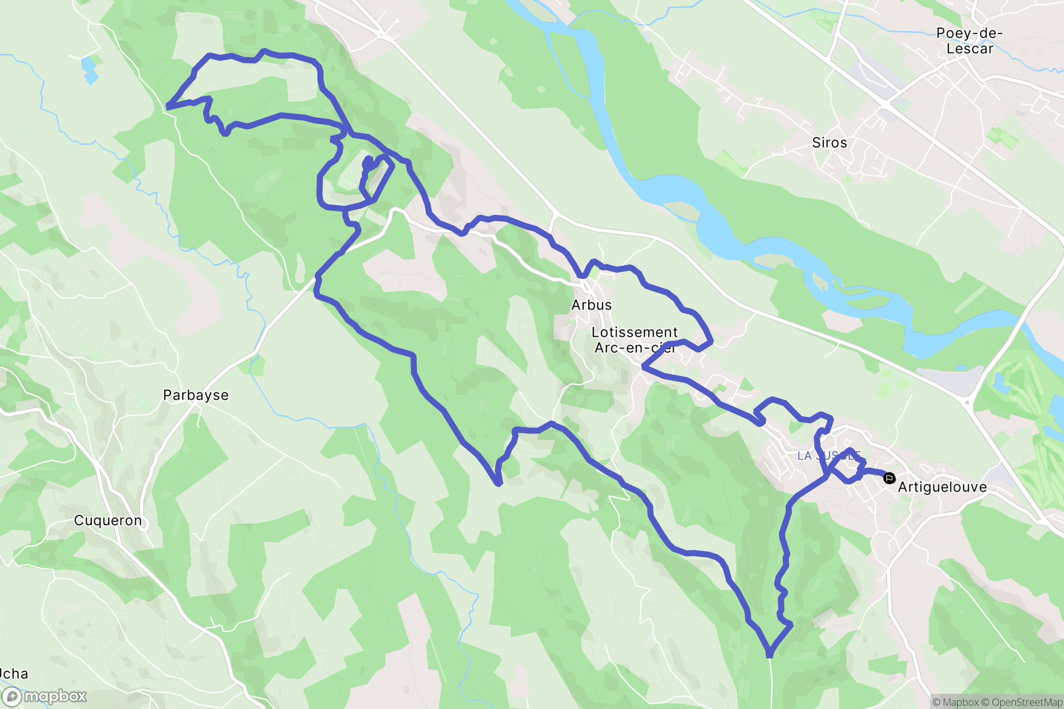 Artiguelouve : carte du parcours de randonnée - France