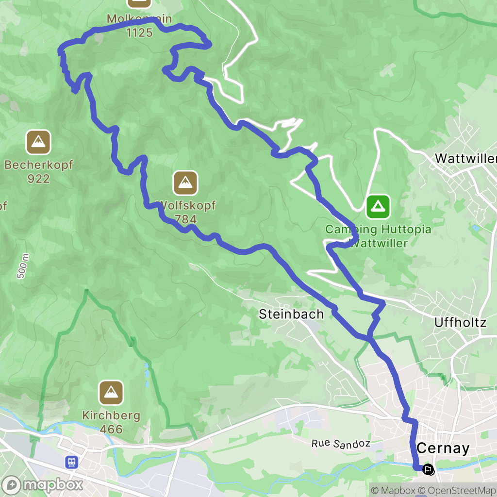 Cernay : carte du parcours de randonnée - France