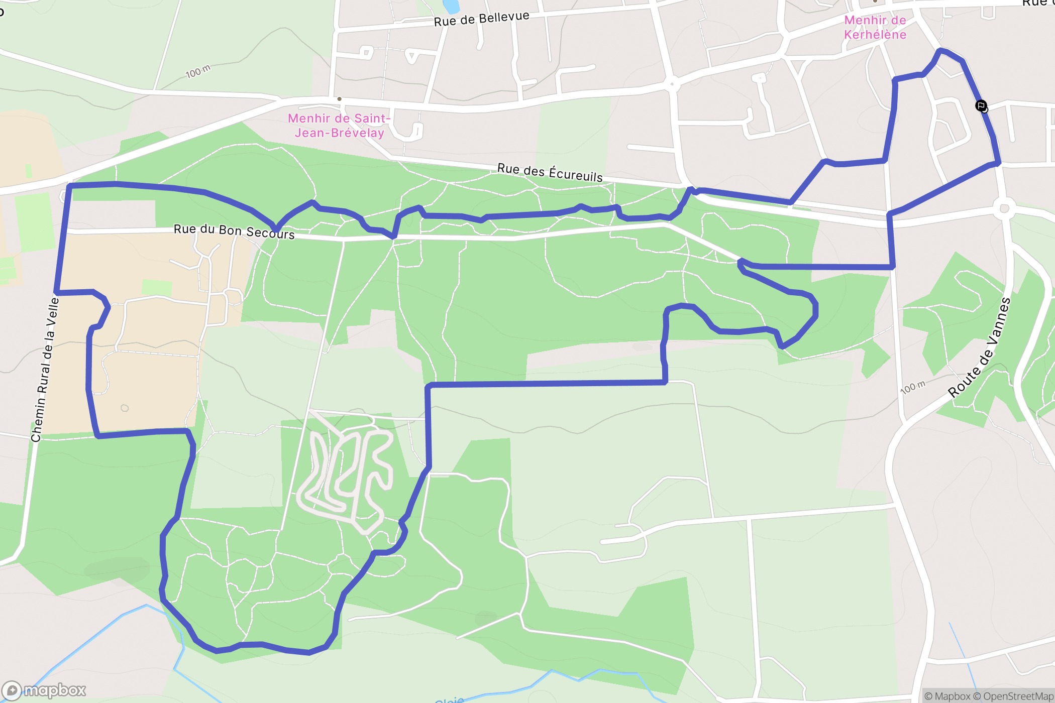 Saint-Jean-Brévelay : carte du parcours de randonnée - France