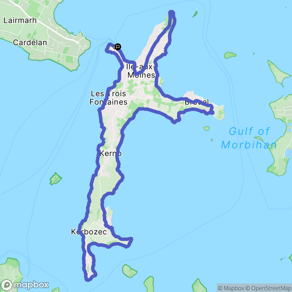 Île-aux-Moines : carte du parcours de randonnée - France