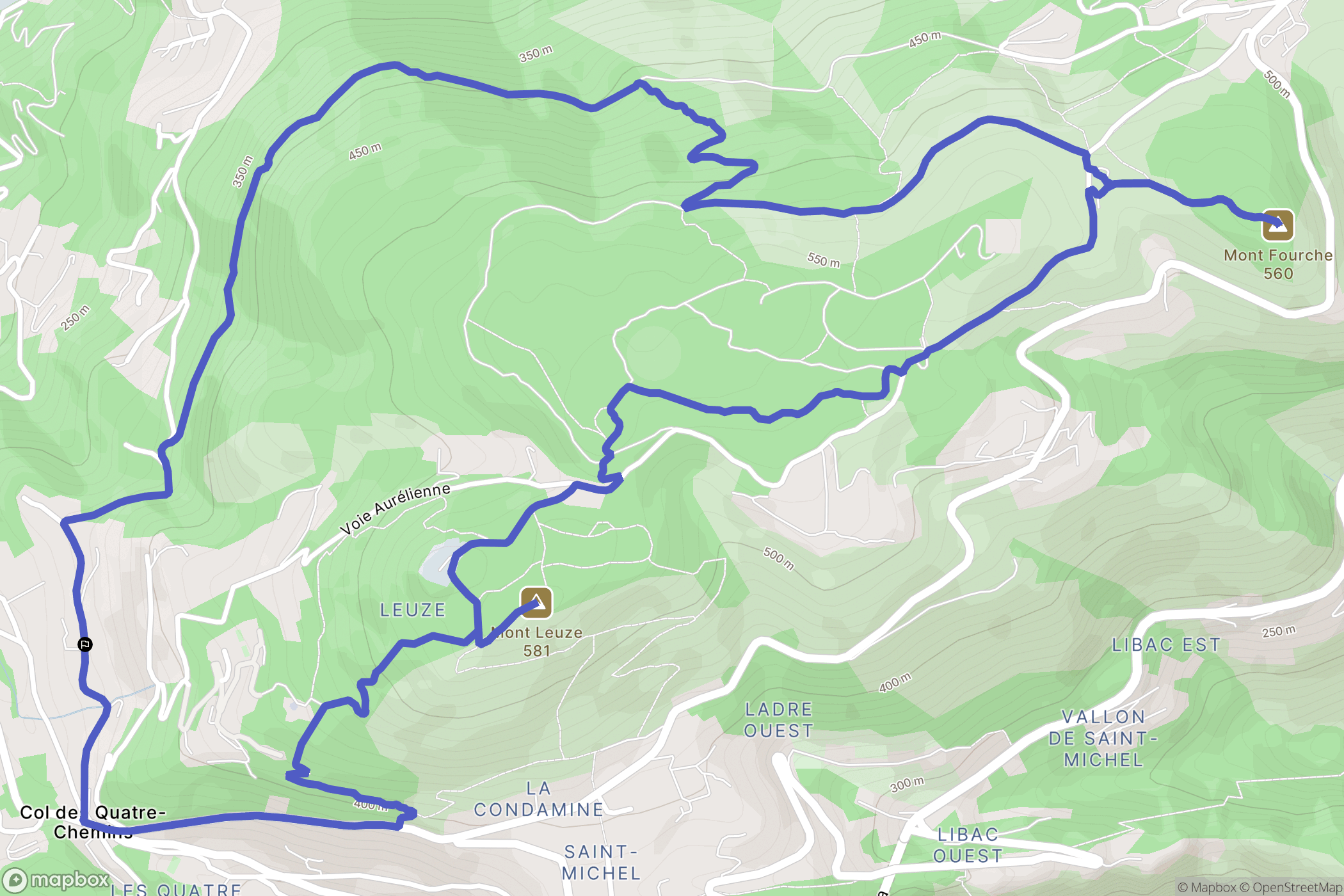 Nice : carte du parcours de randonnée - France