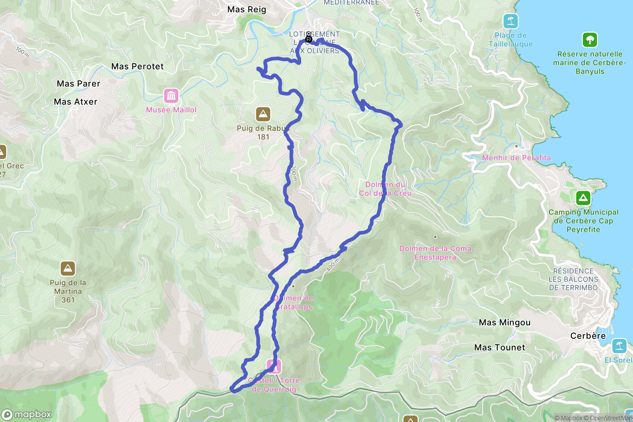 Banyuls-sur-Mer : carte du parcours de randonnée - France