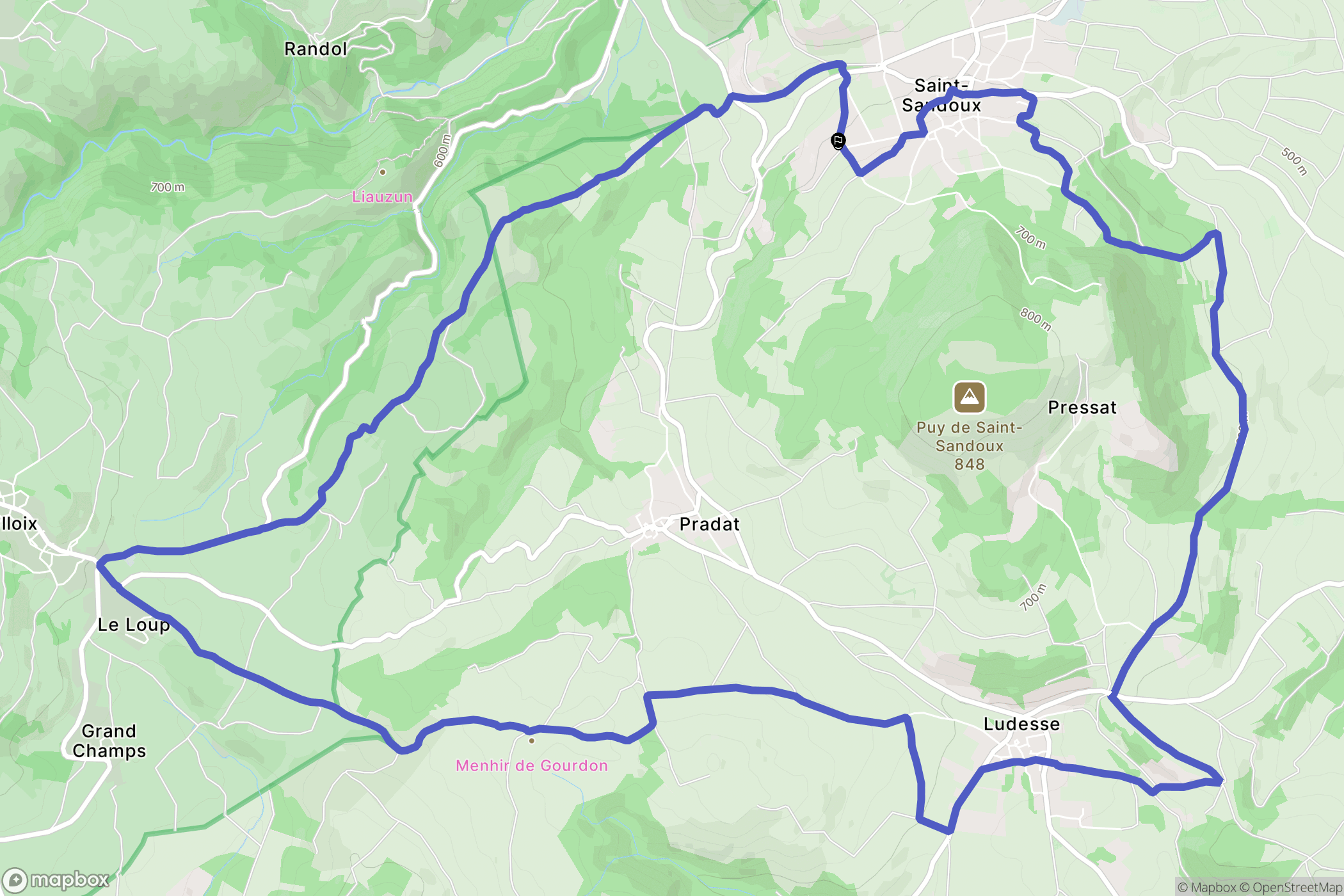 Saint-Sandoux : carte du parcours de randonnée - France