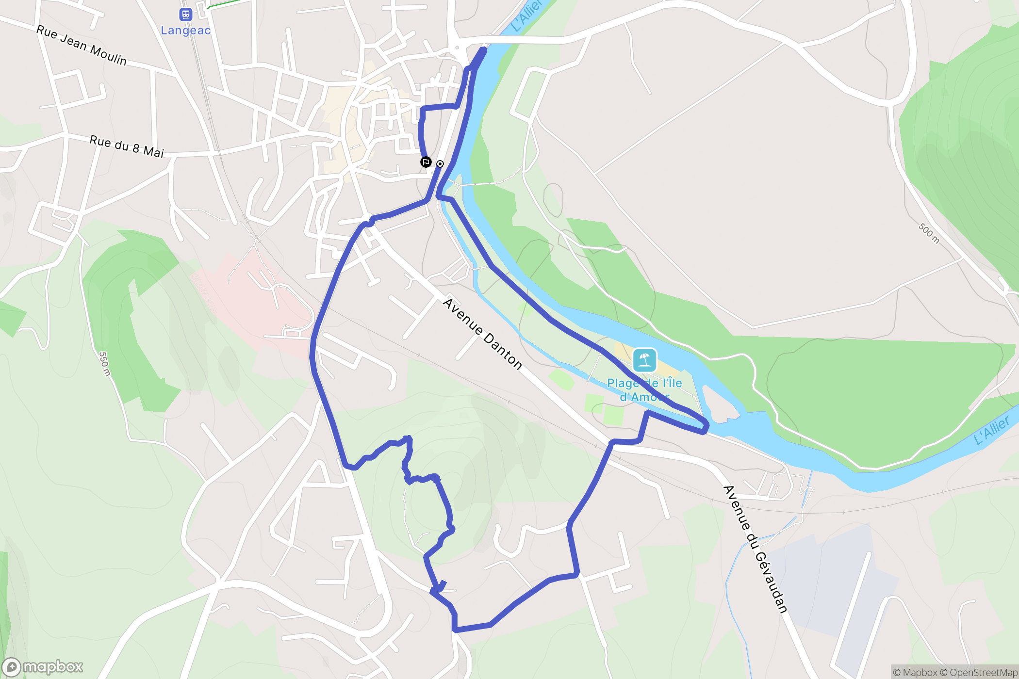 Langeac : carte du parcours de randonnée - France