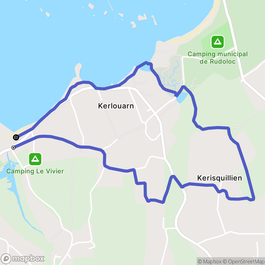 Kerlouan : carte du parcours de randonnée - France