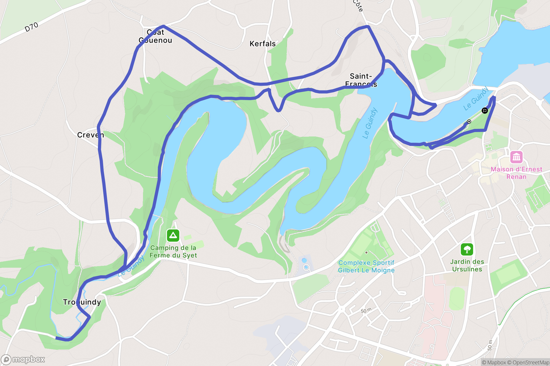 Tréguier : carte du parcours de randonnée - France