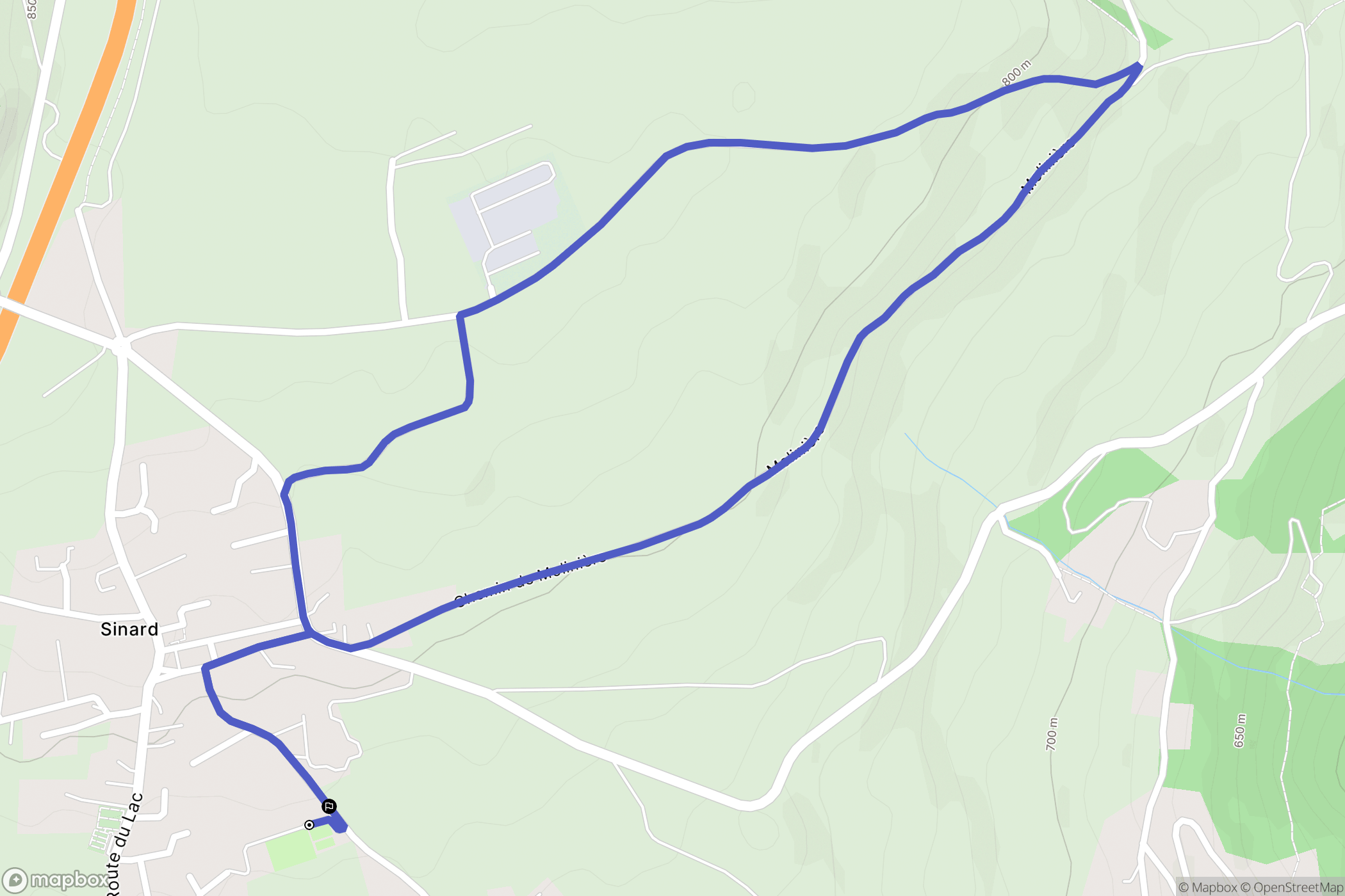 Sinard : carte du parcours de randonnée - France