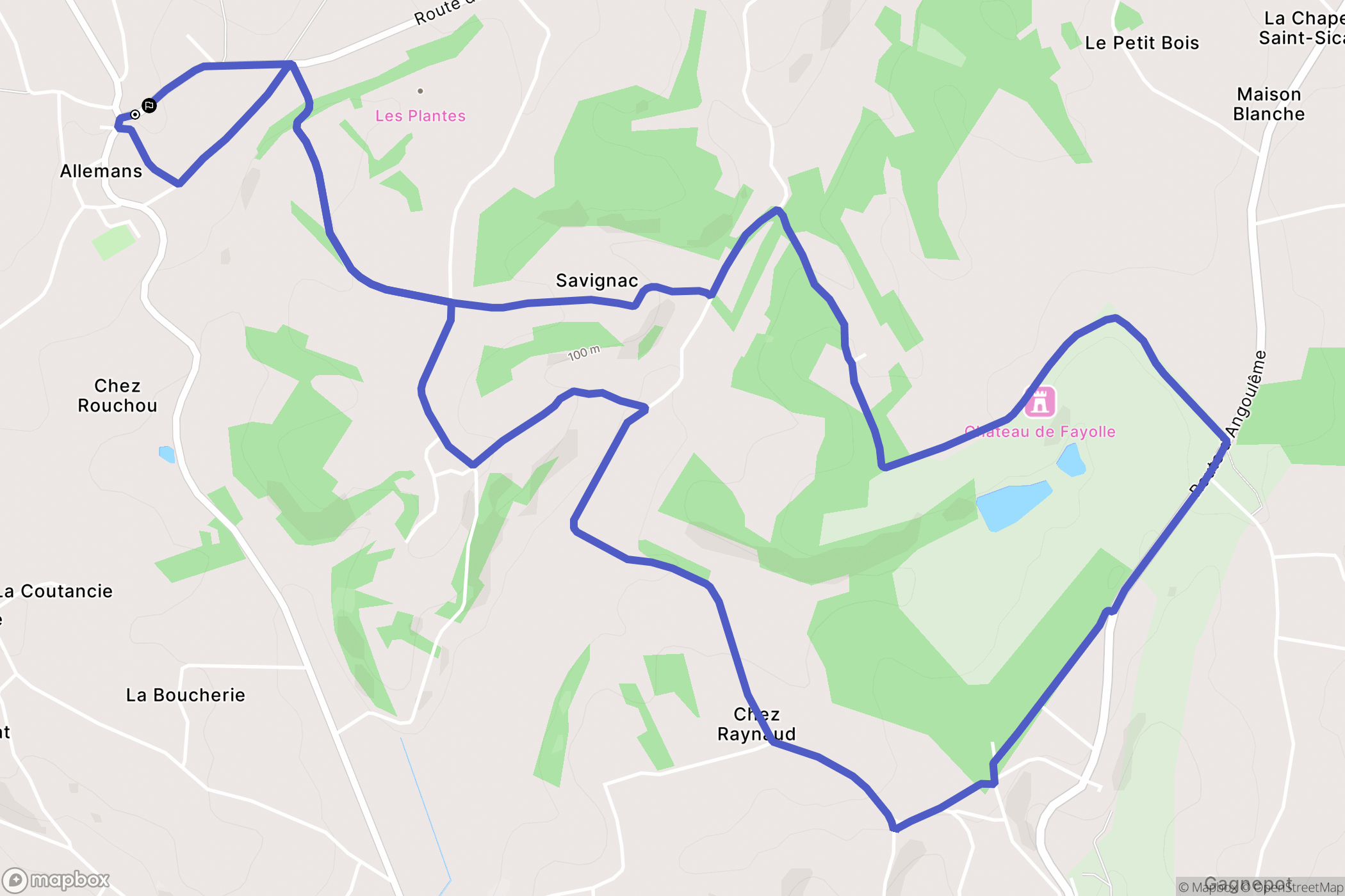 Allemans : carte du parcours de randonnée - France