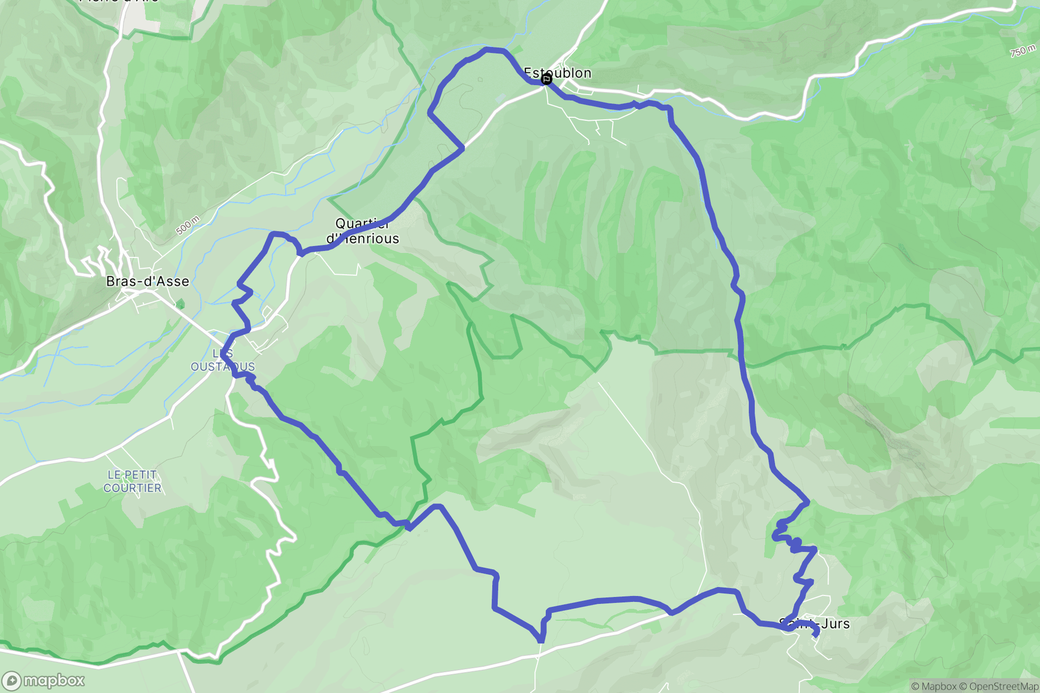 Estoublon : carte du parcours de randonnée - France
