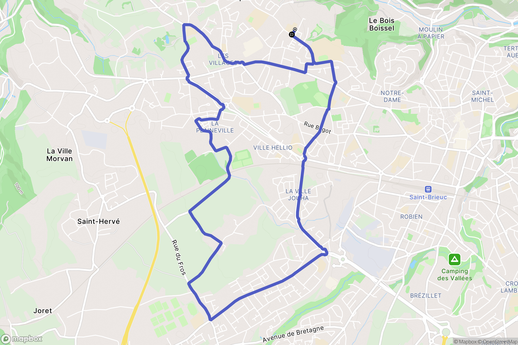 Saint-Brieuc : carte du parcours de randonnée - France