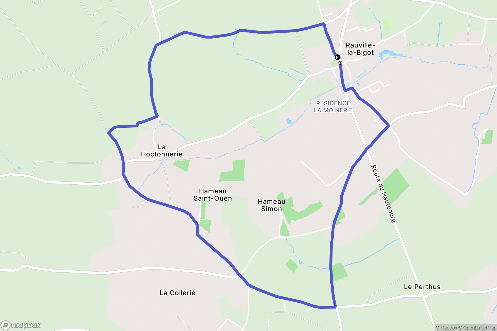Rauville-la-Bigot : carte du parcours de randonnée - France