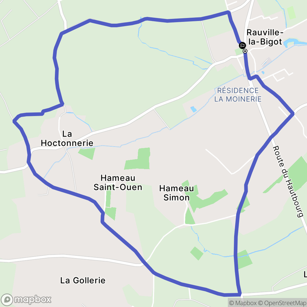 Rauville-la-Bigot : carte du parcours de randonnée - France