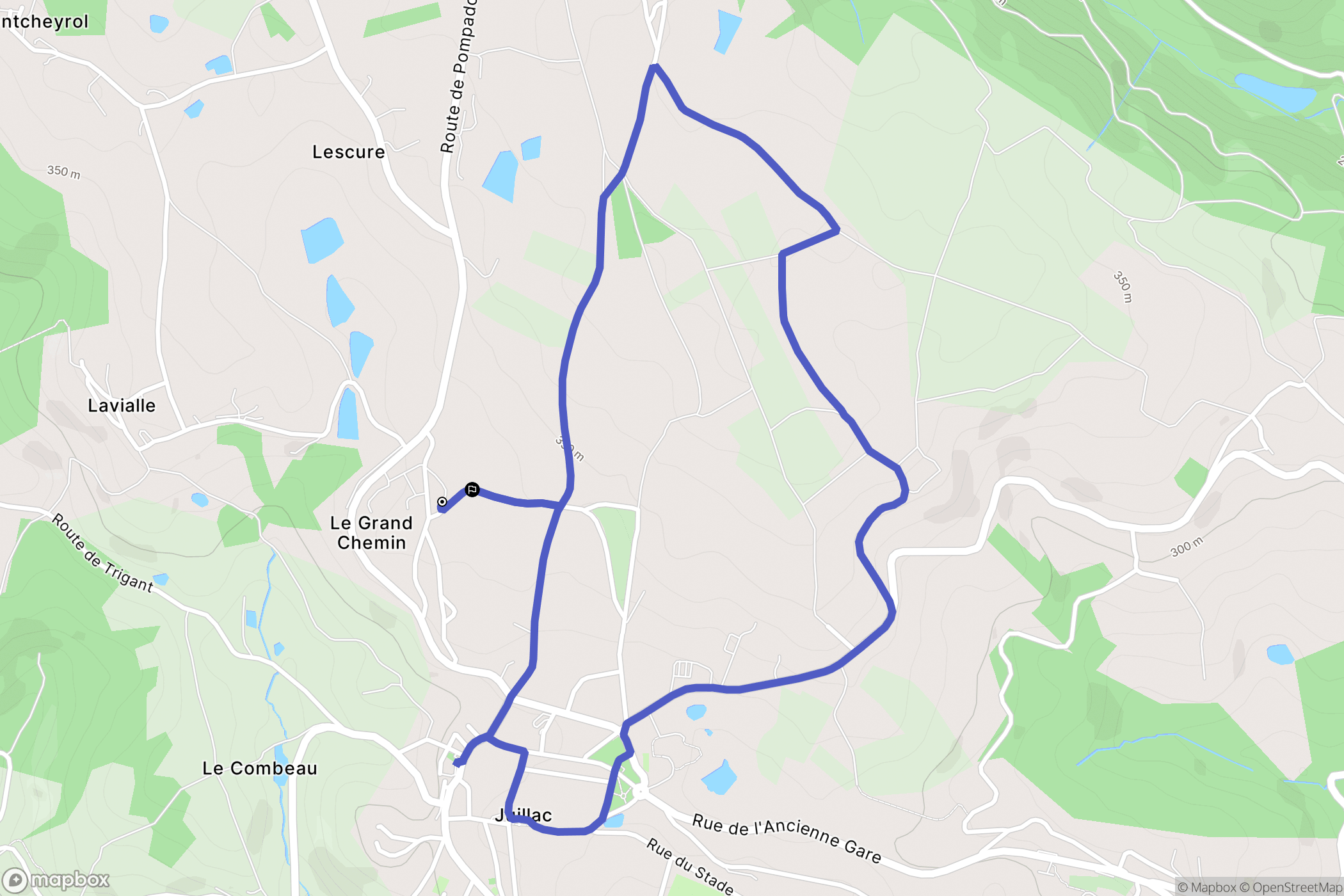 Juillac : carte du parcours de randonnée - France