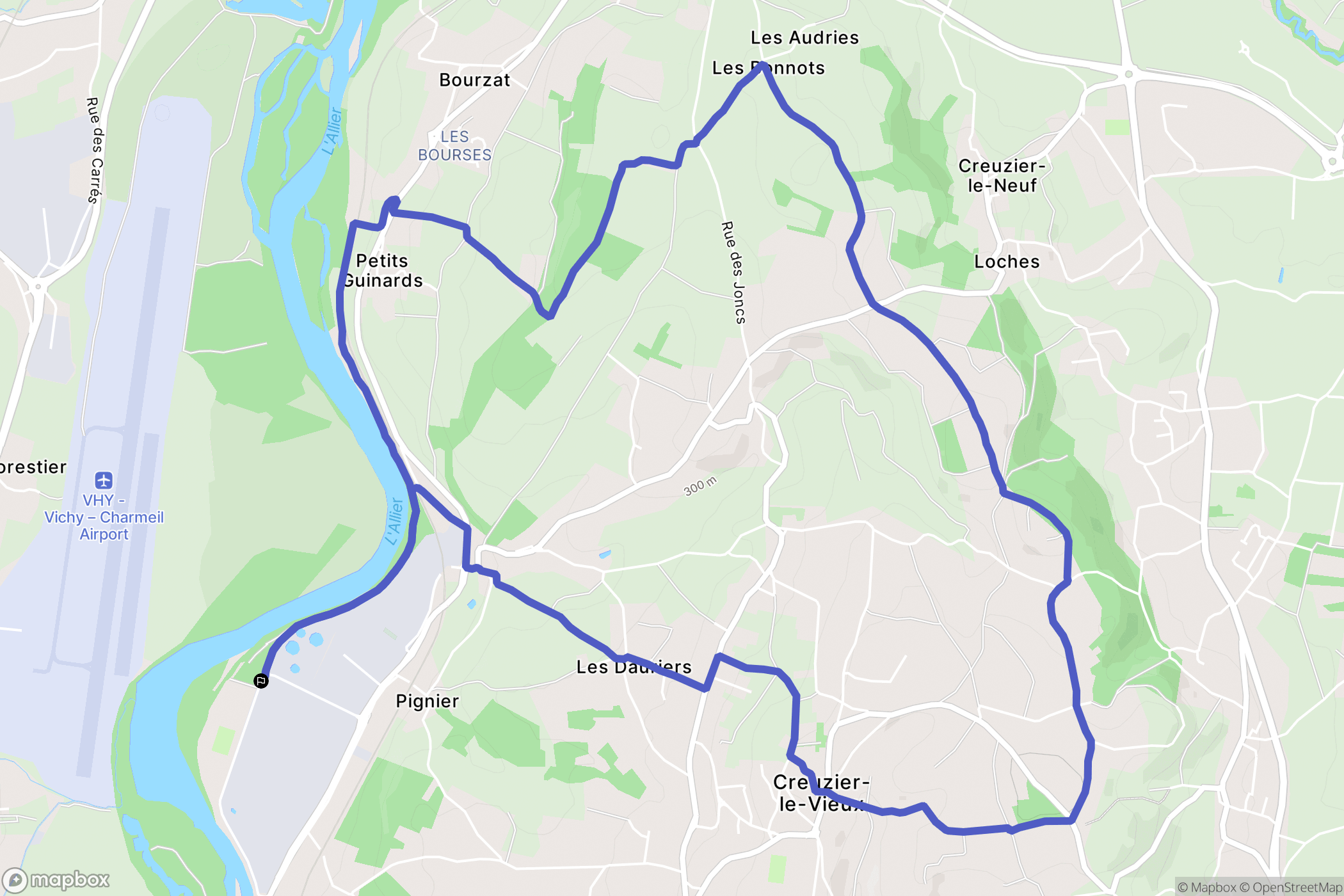 Creuzier-le-Vieux : carte du parcours de randonnée - France