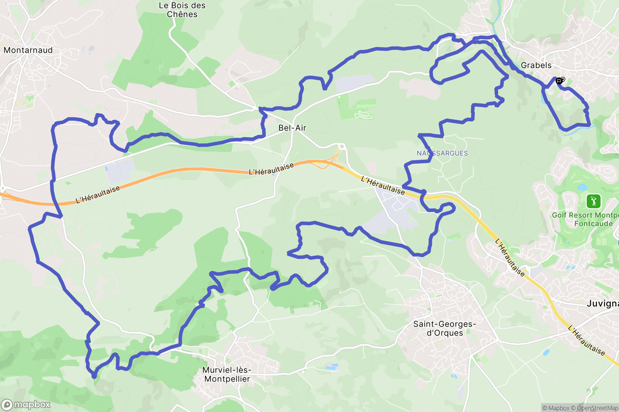 Grabels : carte du parcours de randonnée - France