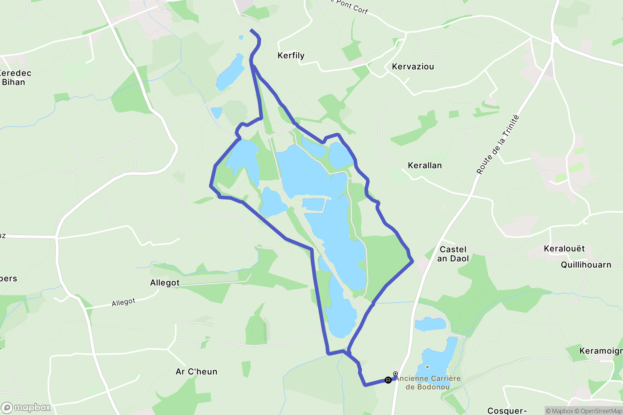 Plouzané : carte du parcours de randonnée - France