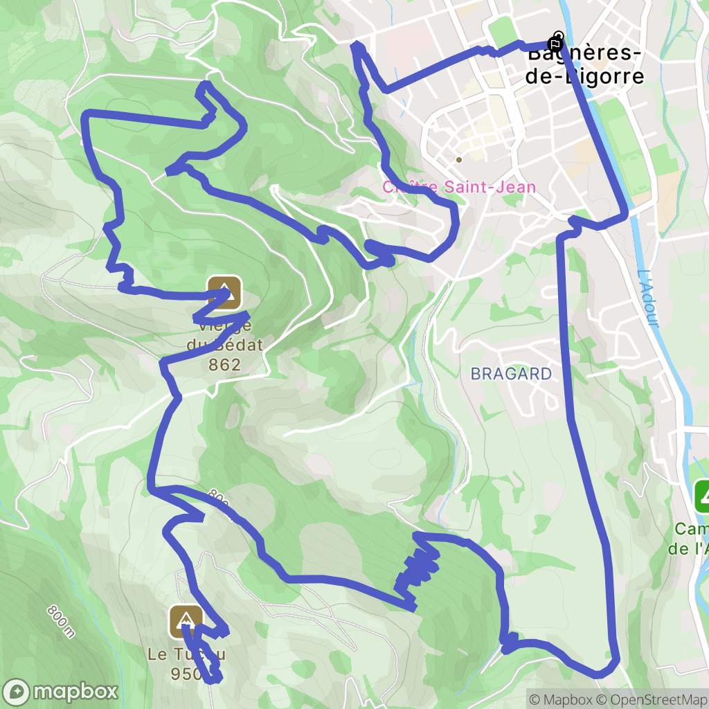 Bagnères-de-Bigorre : carte du parcours de randonnée - France