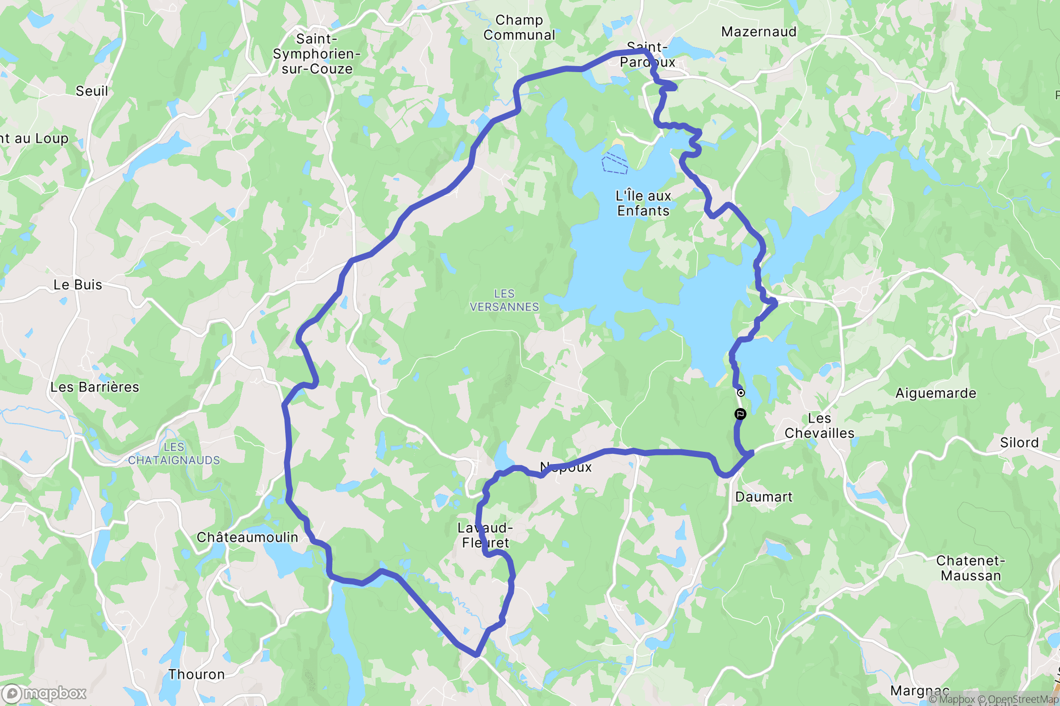 Compreignac : carte du parcours de randonnée - France